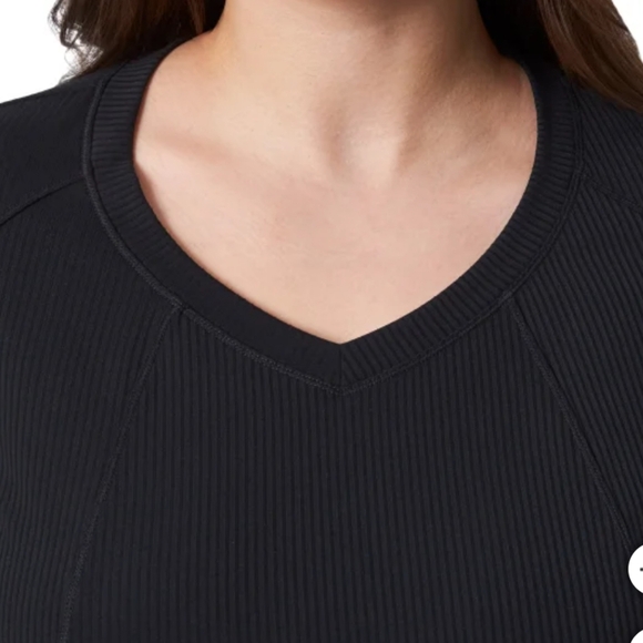 NWT Mondetta Women's Short Sleeve Ribbed V-Neck cropped Tee Black M L XS - Picture 3 of 6